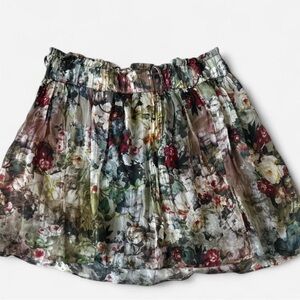 100% Silk Floral Print Skirt (Lined)